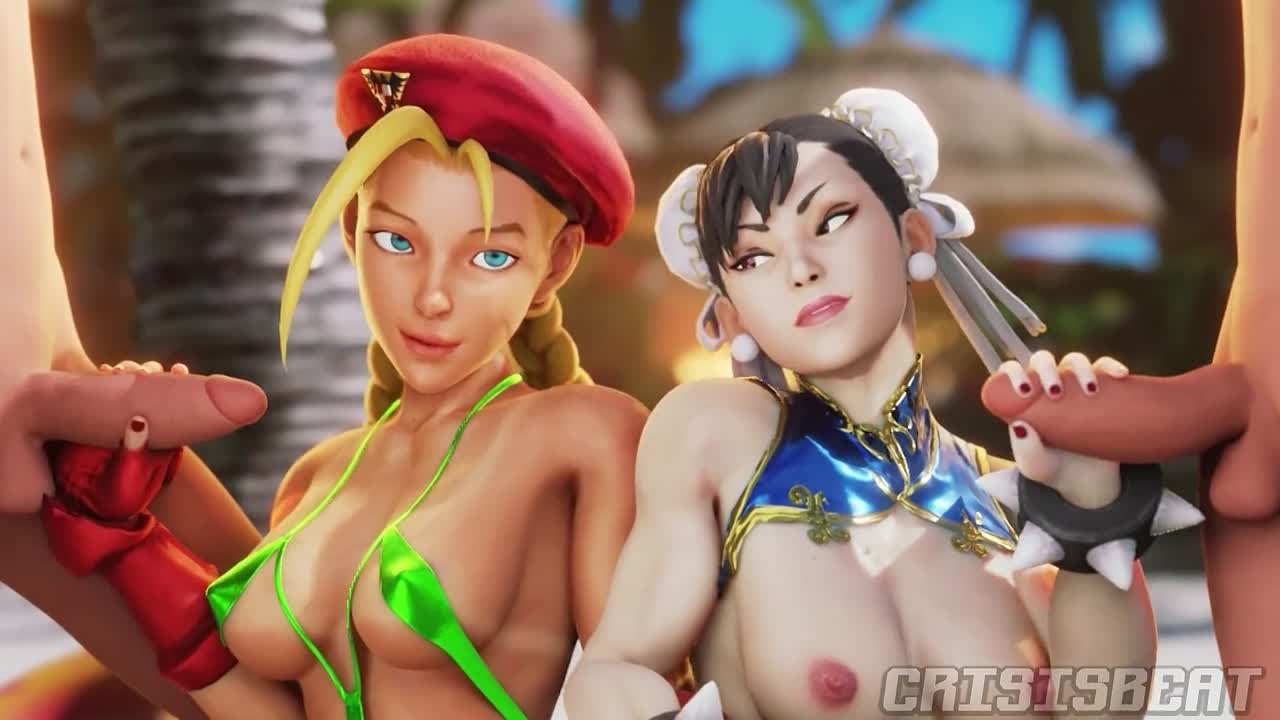 Chun Li and Cammy get fucked on the beach - Чун Ли и Кэмми трахаются на пляже порно хентай porno hentai